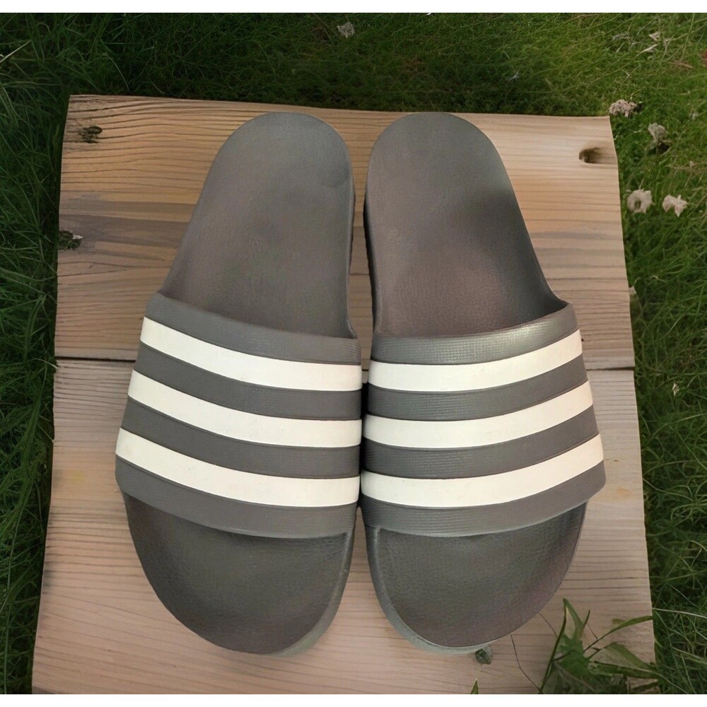 Adidas Adilette Aqua Slide Womens Shoes Size 9, Color: Grey/White/Grey